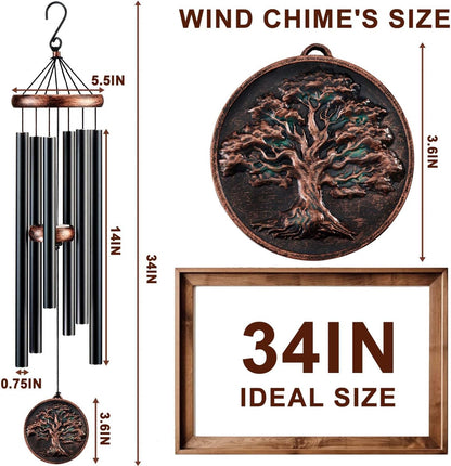 Memorial Wind Chimes for Loss of Loved One, Tree of Life Vintage Wind Chime for Outside