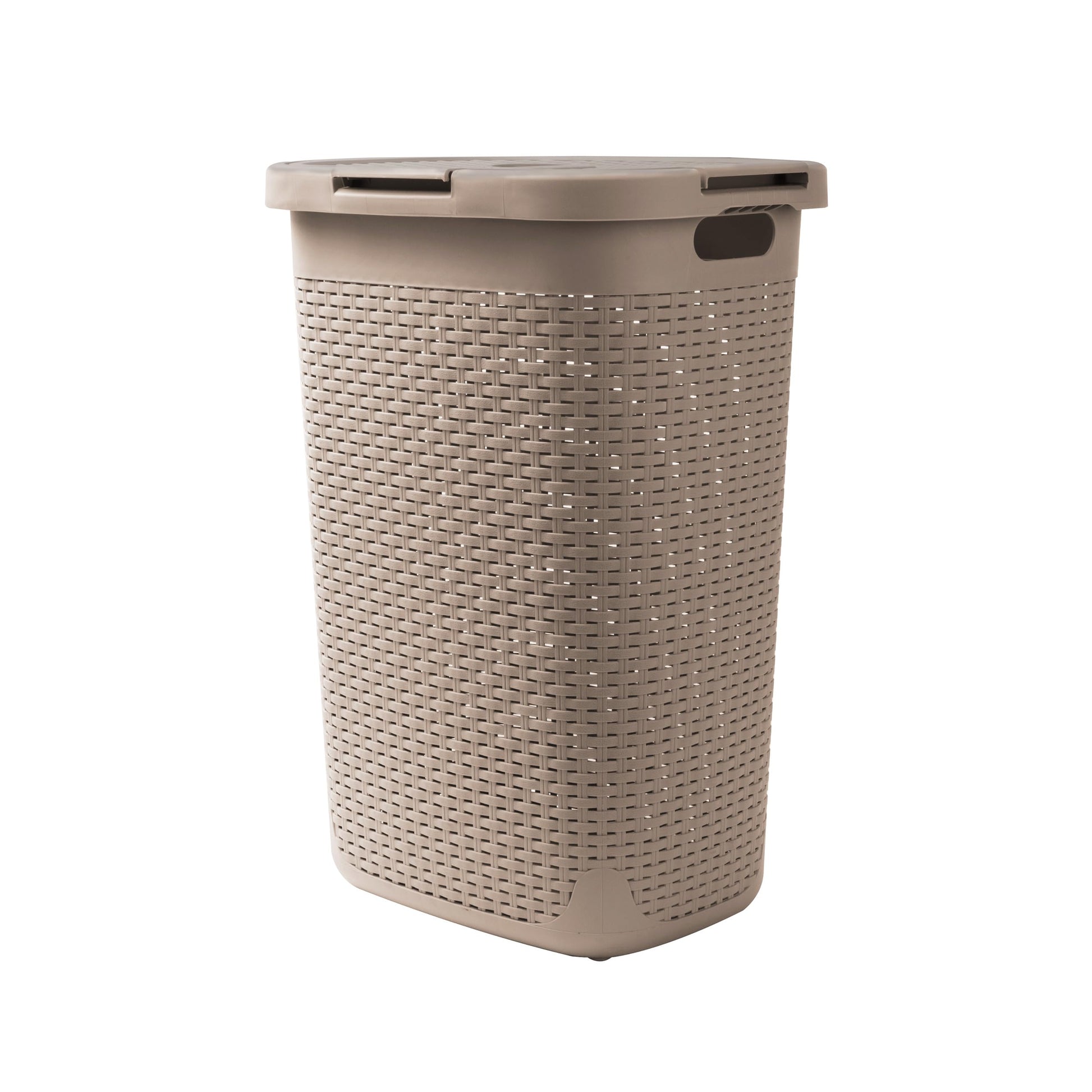 Mind Reader Slim Laundry Hamper with Lid, 60L Tall Clothes Basket, Narrow Tapered Design for