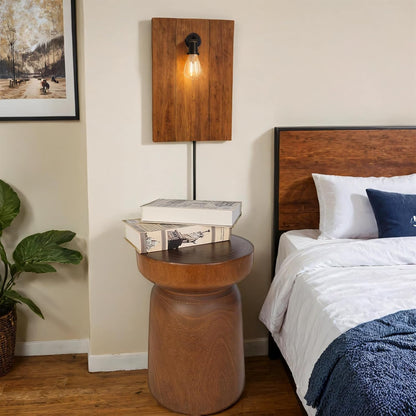 Solid Wood Tree Stump Table Wooden Side Table End Table Plant Stool Handmade Rustic Nightstand Natural Wood Stool Coffee Table for Home Office Patio (Brown)