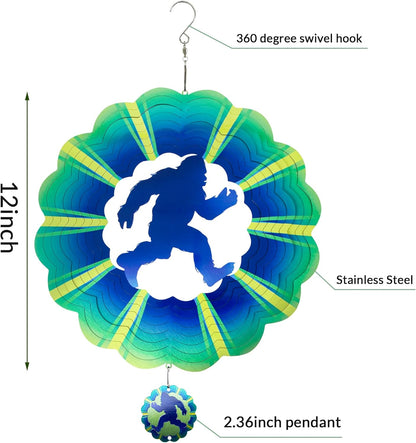 Bigfoot Gifts Sasquatch Yard Decor, for Dad Husband,12 inch Bigfoot 3D Hanging Wind Spinners Outdoor