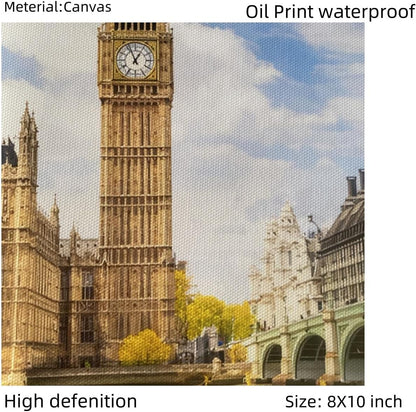 Boho Wall Art Decor, London, Tower of Pisa, Paris, Eiffel Tower,Roman Colosseum,City Wall Decor Art ,Modern Landscape Wall Art for Living Room Bedroom Prints Poster ,8x10 Inch Set of 4,Unframed