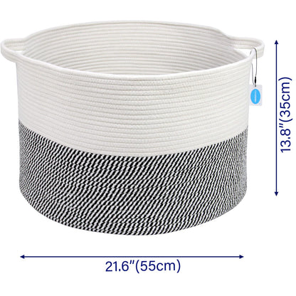 Casaphoria XXXLarge Cotton Rope Basket for Living Room - Woven Storage Basket with Handle for