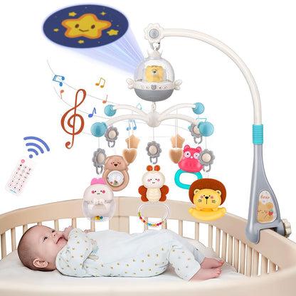 nicknack Baby Crib Mobile with Music and Light, Musical Nursery Mobile for Infants Newborn Gift 0-12 Months, Babies Bassinet Mobile with Remote Control