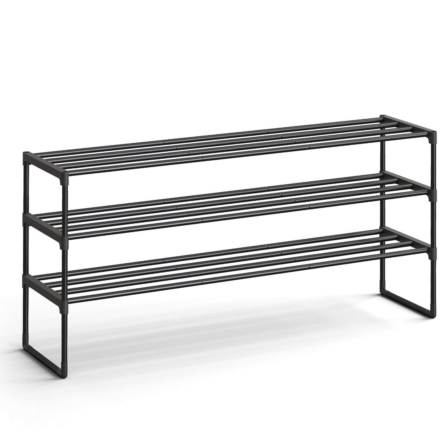 SONGMICS Shoe Rack, 3-Tier Shoe Organizer, Metal Storage Shelf, Upright or Upside Down, for 20-24