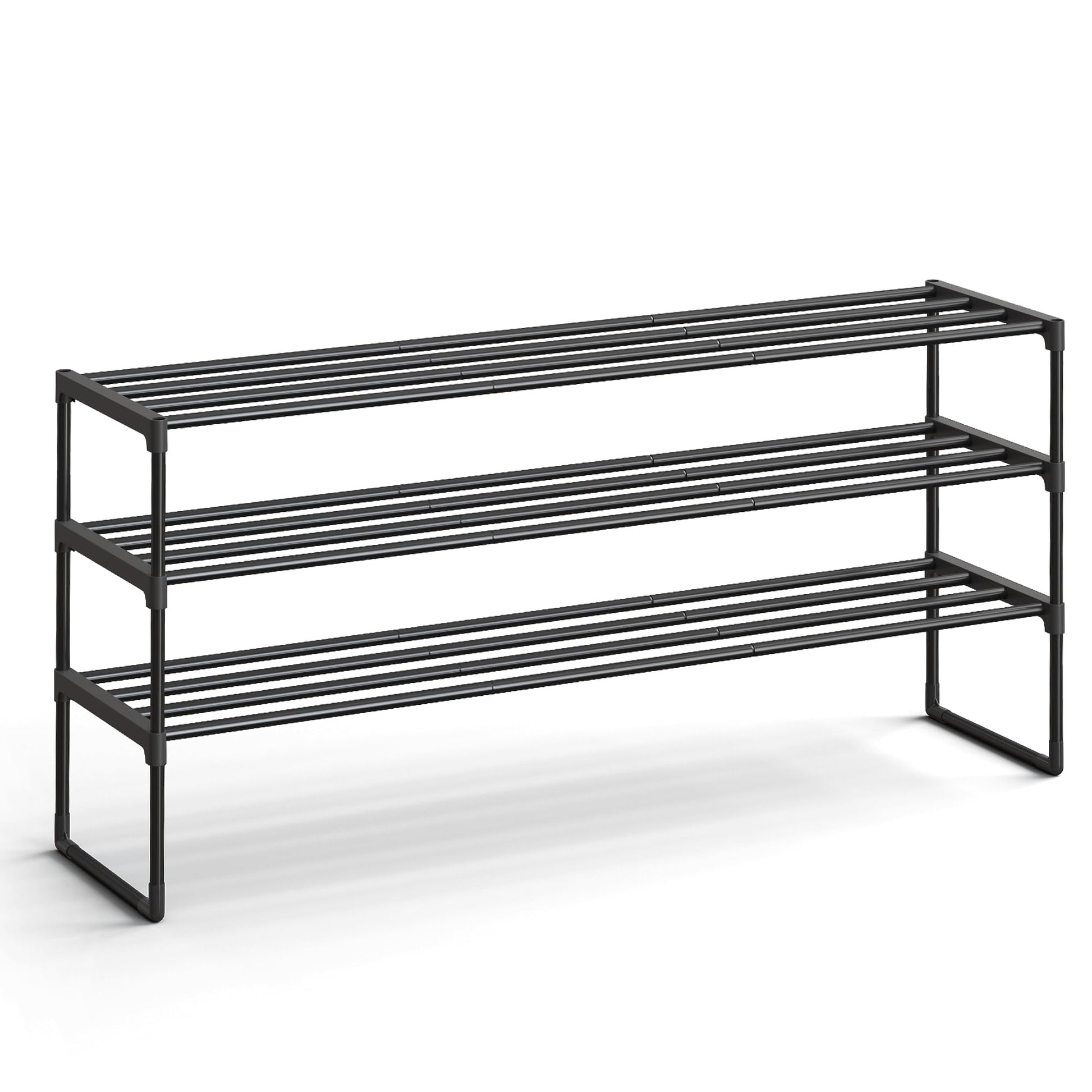 SONGMICS Shoe Rack, 3-Tier Shoe Organizer, Metal Storage Shelf, Upright or Upside Down, for 20-24