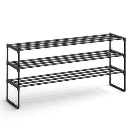 SONGMICS Shoe Rack, 3-Tier Shoe Organizer, Metal Storage Shelf, Upright or Upside Down, for 20-24