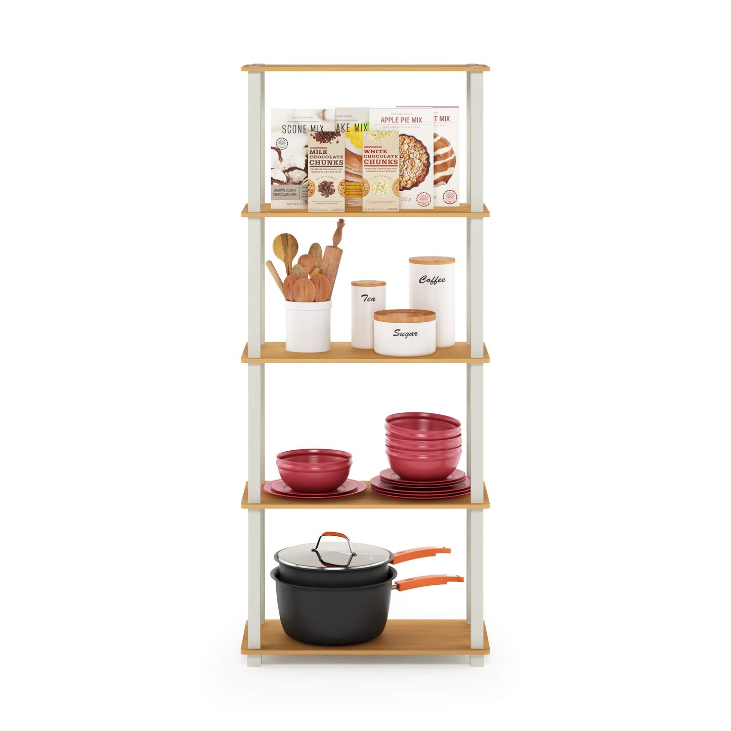 Furinno Turn-N-Tube 5-Tier Multipurpose Shelf / Display Rack / Storage Shelf / Bookshelf, Square