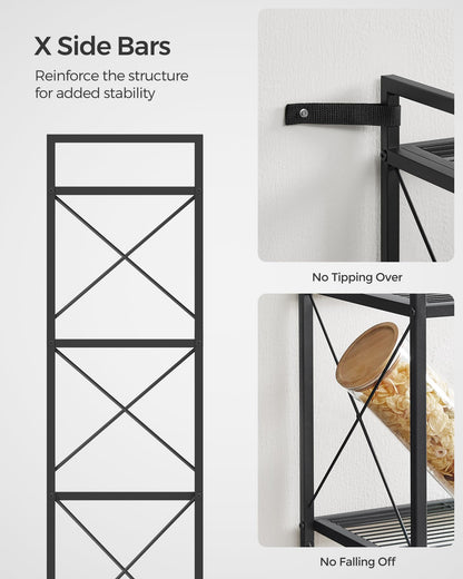 SONGMICS 5-Tier Metal Storage Rack, Shelving Unit with X Side Frames