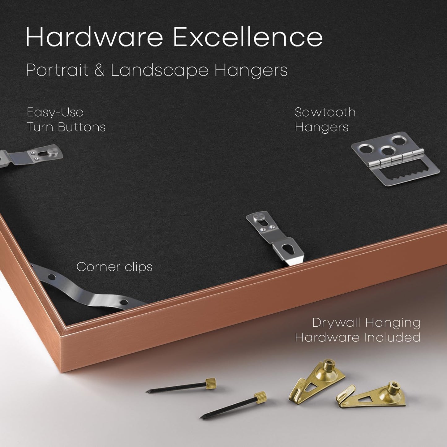 Homeforia 14x17 Picture Frame Rose Gold, High End Metal 14x17 Poster Frames with Mat 11x14 inch Photo, 14 x 17 Rose Gold Frame Matted to 11 by 14 Print, 17x14 Frame, Tempered Glass, Wall Kit, Set of 1