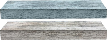 Sorbus Floating Shelves - 2 Pack 16 Inch Rustic & Blue Wall Shelves for Bedroom, Kitchen, Living Room, Bathroom Shelves, Home Decor, Office - Floating Shelf for Trophy, Books, Frames, Toilet Paper