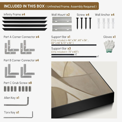 SIGNWIN 30"x60" Extra Large Framed Wall Art Neutral Abstract Geometric in Mid-Century Style, Retro-Inspired Design for Home Living Room Bedroom Decor (Frame Assembly Required)