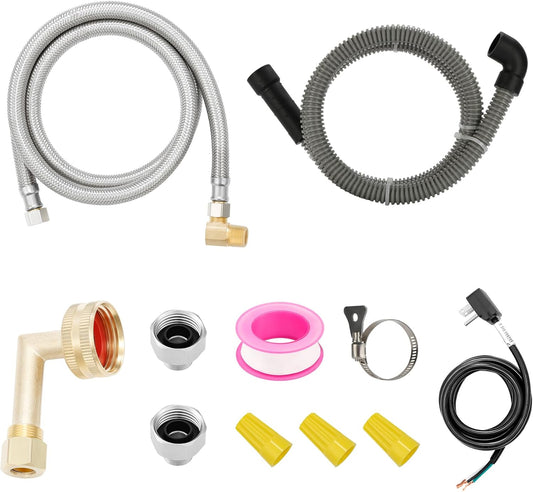 Solimeta Universal Dishwasher Installation Kit ??6ft Stainless Steel Inlet Hose + 6ft Drain Hose