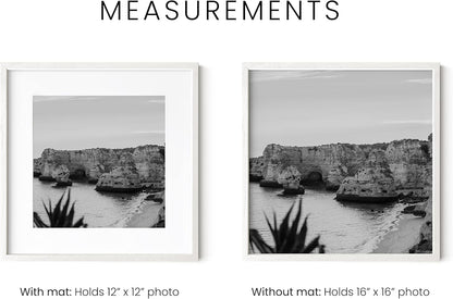 HAUS AND HUES 16x16 Square Picture Frames Set of 25 - Oak Wood Frames with Acrylic Cover, White