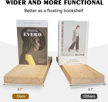 BGMG Wood Floating Shelves 36 inch, Wide Rustic Wooden Wall Shelves for Bathroom Living Room Bedroom Kitchen Farmhouse Set of 2-36x 6.7 x1.25 inch- DIY-Unfinished