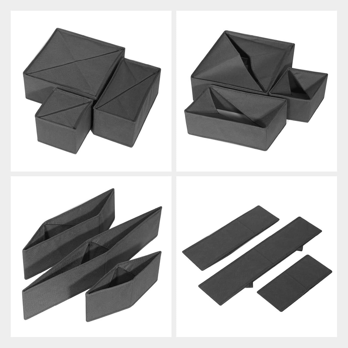 6 Pack Drawer Organizers for Clothing,Fabric Foldable Closet Organizers and Storage Dresser Drawer Dividers Storage Basket Bins for Clothes,Socks,Scarves,Ties,Underwear,Towels