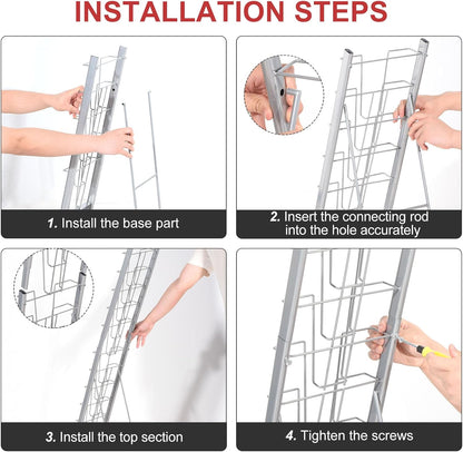 PATIKIL Detachable Magazine Display Racks Floor Standing 10 Layers Brochure Stand Catalog Literature Holder for Hotel, Exhibition, Office