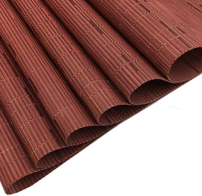 Red-A Placemats Set of 6 for Dining Table Heat-Resistant Washable Place Mats Woven Vinyl Kitchen Table Mats Easy to Clean,Wine red