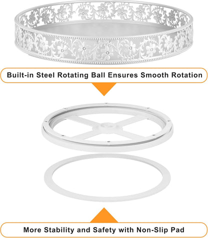 Lazy Susan Turntable Organizer, 13 inch Large Rotating Spice Rack Lazy Susan for Dining Table Top Cabinet Countertop Pantry Kitchen Cupboard Bathroom White