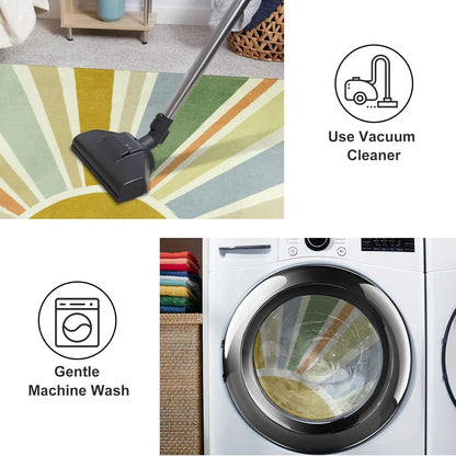 STARUIA Kids Rugs for Playroom & Nursery - 5'x7' Boho Washable Rainbow Area Rug, Non-Slip Soft Carpet for Classroom, Office & Dining Room