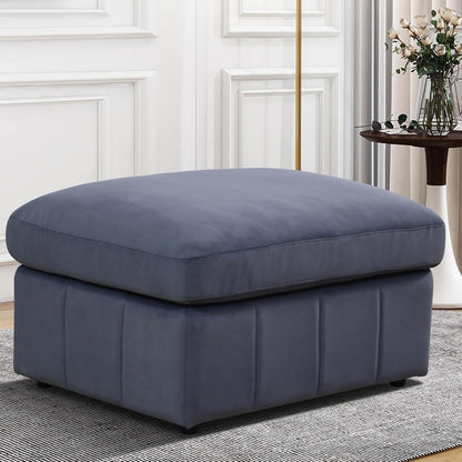 Ottoman Rectangular Storage Ottoman Bench, Flannel Footrest Stool Footstool with Lid for Living Room, Bedroom, Entryway, Gray Blue, 38"x30"x22"