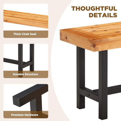 AVAWING Outdoor Wood Benches Set of 2, Patio Wooden Picnic Bench Waterproof, Backless Long Garden Park Chair for Porch, Balcony and Deck, Natural