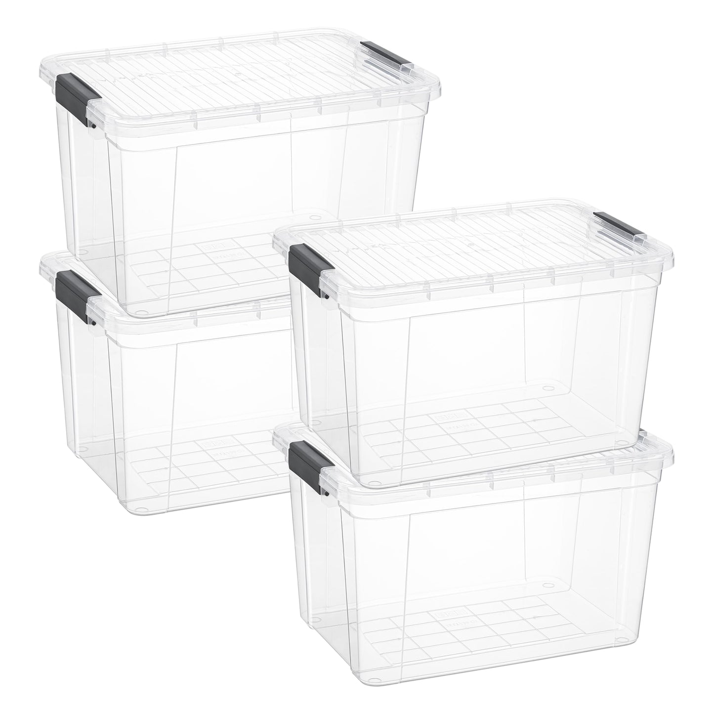 Superio Clear Storage Boxes with Lids, 26.5 Quart Plastic Container Bins for Organizing, Stackable