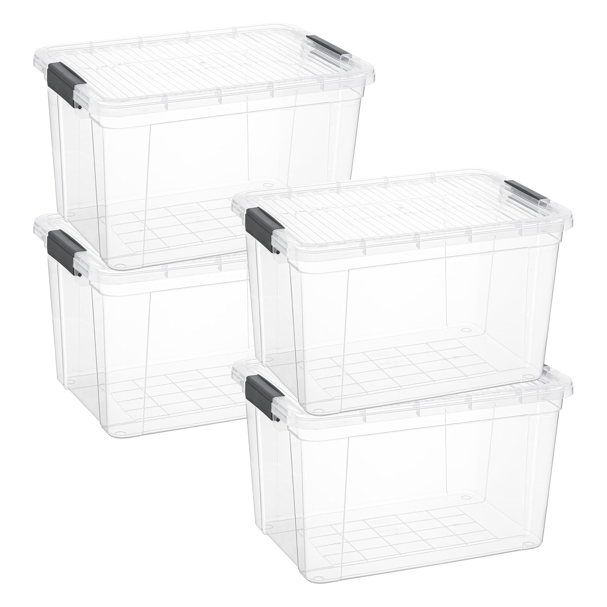 Superio Clear Storage Boxes with Lids, 26.5 Quart Plastic Container Bins for Organizing, Stackable