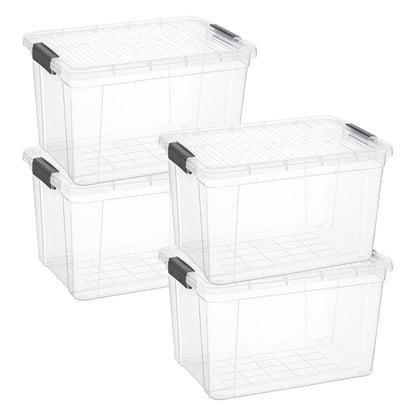 Superio Clear Storage Boxes with Lids, 26.5 Quart Plastic Container Bins for Organizing, Stackable