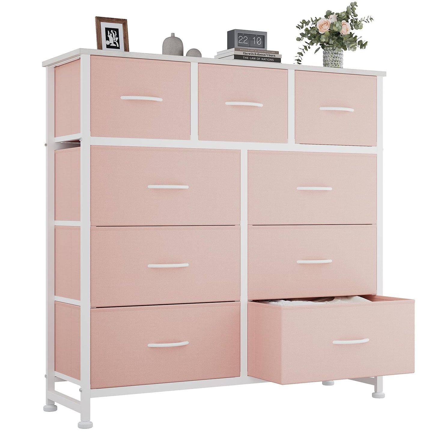 OLIXIS 9 Drawer Pink Dresser for Bedroom, Closet Organizers and Storage