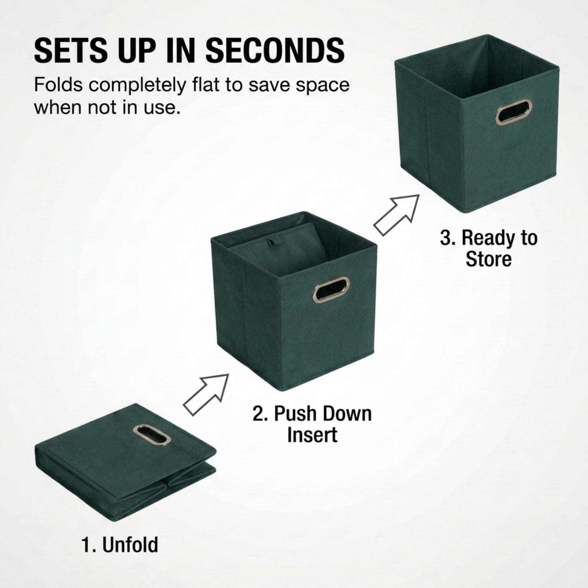 Household Essentials Foldable Fabric Storage Cubes 6-Pack – 11x11x11 Stackable Non-Woven Bins with