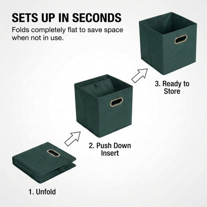 Household Essentials Foldable Fabric Storage Cubes 6-Pack – 11x11x11 Stackable Non-Woven Bins with