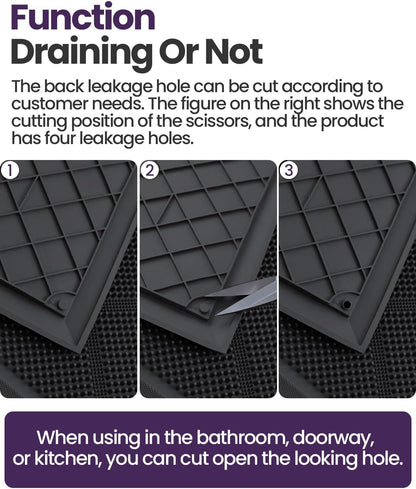 DEXI Front Door Mats Outside Entrance, 17x36 Rubber Waterproof Dirt Trapping Entry Mat for Entryway, Heavy Duty Non-Slip Low-Profile Welcome Doormat All Weather for Patio, Black