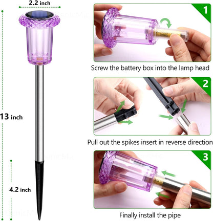 DenicMic Halloween Solar Lights Outdoor 10 Pack Purple LED Waterproof Yard Garden Patio Backyard Pathway Walkway Landscape Path Lawn Outside Halloween Decorations Outdoor