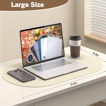 DOLOPL Large Placemats Set of 6, Oval Reversible Wipeable & Non-Slip Place Mats, Modern Faux Leather Table Mats for Kitchen, Neutral Tablemats for Dining Table Decor, Wedding, Party(Beige)