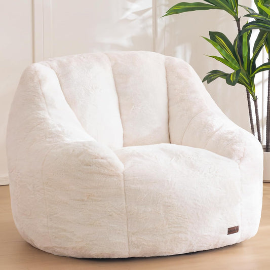 MAXYOYO Bean Bag Chair, Comfy Bean Bag Sofa with Back Support, Faux Fur Bean Bag Chair for Adults