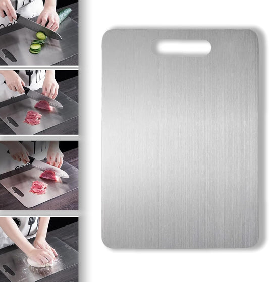 Titanium Cutting Board, New Upgrade Pure Titanium Cutting Boards for Kitchen,Food Grade 316 Stainless Steel Cutting Board，Double sided Dishwasher Safe 12 * 8inch