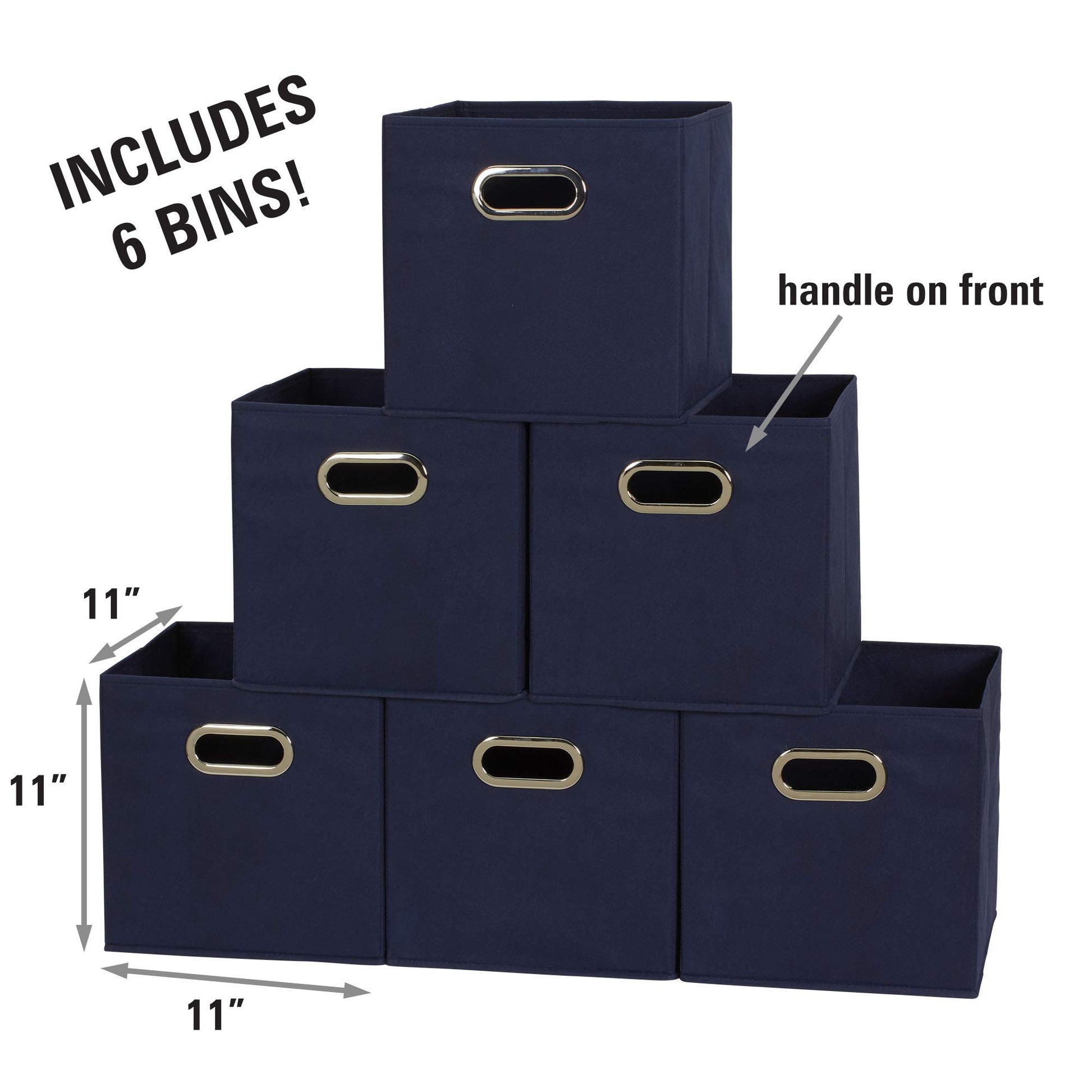 Household Essentials Fabric Storage Bins 6 Piece Set, Strong Poly-Woven Fabric, Sturdy Chipboard