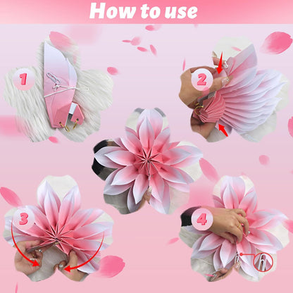 ADLKGG Paper Flower Fan Decorations, Pink Paper Fan Flower Wall Background for Classroom Decor, Tea Party, Spring Summer Party, Birthday, Baby Shower, Wedding, Nursery Decoration, Set of 4