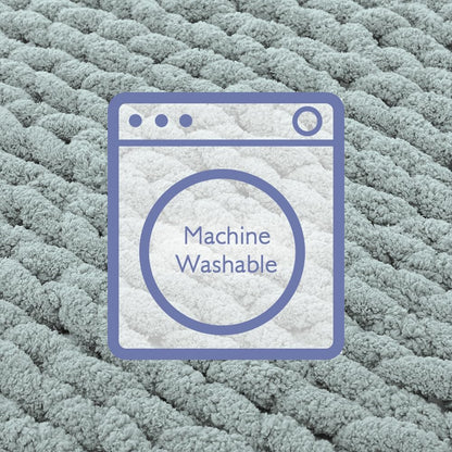 Bigacogo Chunky Knit Throw Blanket for Couch, 51x63 inches, 100% Hand Knitted with Thick Jumbo Chenille Yarn, Cozy Soft Large Rope Knot Cable Crochet Blankets for Sofa Bed Living Room, Misty Green