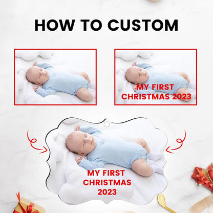 Personalized Christmas Ornaments 2025, Custom Photo Text Hanging Ornament Keepsake Gift for Christmas Tree Decorations, Baby Shower, Engaged, Married, Family, Friends