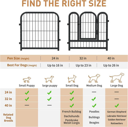 Metal Dog Playpen, 24" Inch Height 16 Panels, Ideal Dog Fence for Large/Medium/Small Dogs Indoor & Outdoor Bliss, Perfect Dog Pen for Camping, Yard and RV | Black-Silver
