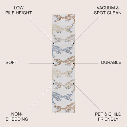 JONATHAN Y Machine-Washable Cream/Multi Runner Rug, 2x8, Kingdarr T-Rex Modern, Casual, Kids & Novelty for Living Room, Dining Room, Bedroom, Kitchen Easy-Cleaning, Non-Shedding (KDW103A-28)