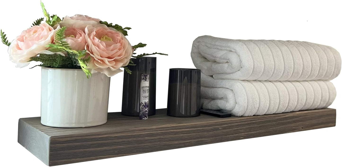 joelsantiques 36 Inch Wooden Floating Shelves for Wall - 36x6x2 in - Made of Natural Wood - Long Heavy Duty Rustic Wall Shelves for Bedroom - Perfect for Living Room, Kitchen - Grey - Gray