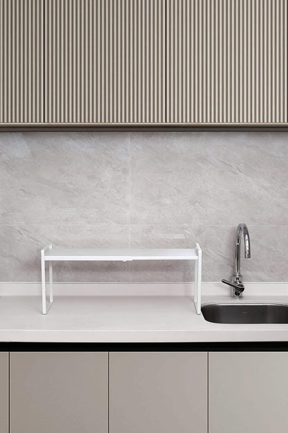 Nxconsu Expandable Cabinet Shelf Organizer Riser for Kitchen Pantry Cupboard Under Sink Countertop Home Storage Organization Rack Space Saver Freestanding Heavy Duty Nonslip Stackable White X Large