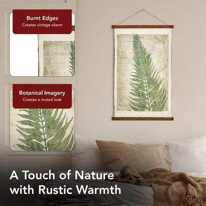 American Art Decor Fern Leaf Wall Scroll Tapestry with Rope