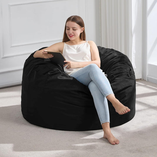 Hobestluk 3FT Bean Bag Chair Giant Bean Bag Chairs for Adults Large Bean Chairs with Removable Cover, Beanbag Chair with Filler, Adult Bean Bag Chairs for Living Room, Bedroom