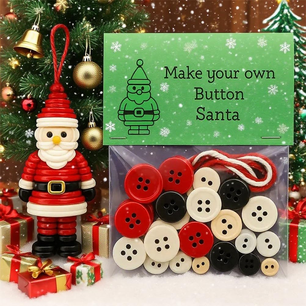 DIY Christmas Button Ornament Making Set - Snowman/Santa/Angel, Fun Holiday Craft Kit for All Ages, Ideal Xmas Tree Hanging Decor & Festive Gifts (Christmas Snowman 4)