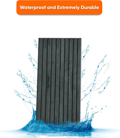 IZODEKOR 3D Wood Effect Styrofoam Wall Panels - Faux Wood Look Wall Panels for Living Room - Fake Acoustic Wood Slat Wall Panels - Pack of 10, Covers 50 sq ft.