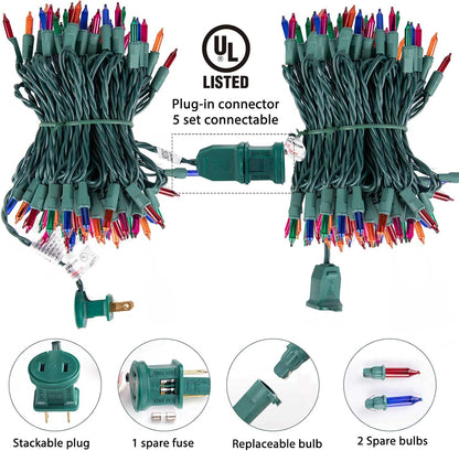 Minetom 100 Counts Clear Christmas String Lights 26.5 Feet Warm Mini Lights Waterproof for Indoor Outdoor Patio Wreath Garden Wedding Party Thanksgiving Holiday Xmas Tree Decorations, Multicolored