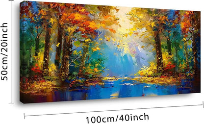 LASMOND Beautiful Colorful Forest Scenery Landscape Wall Art Decor Artwork for Bedroom Living Room (20x40 Inches)